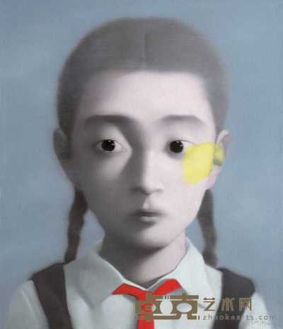 张晓刚 2005年作 戴红领巾的女孩 100×85cm
